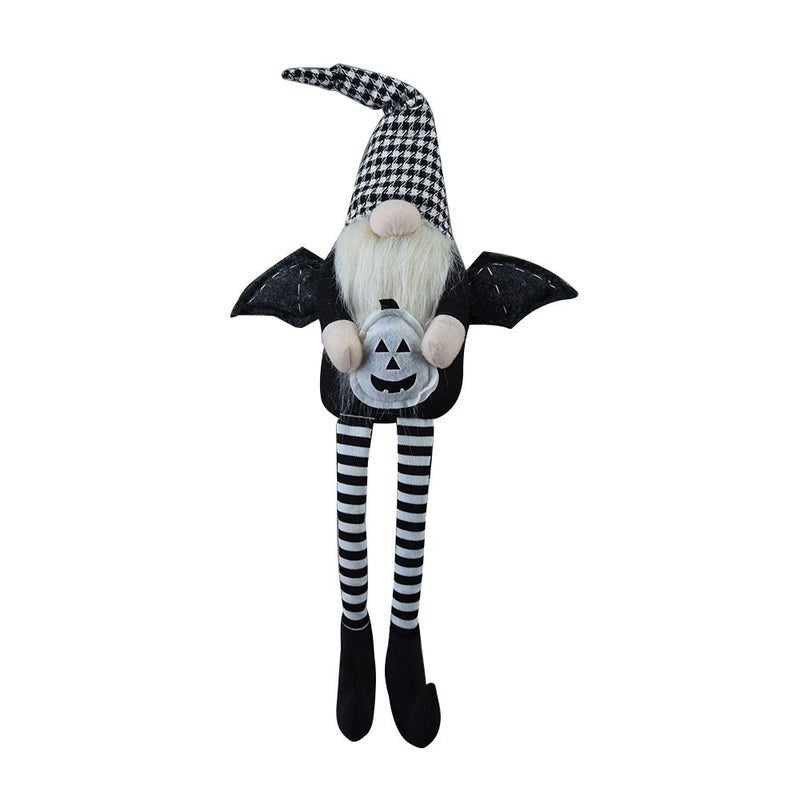 Sitting Gnome with Wings & Plaid Hat – Set of 2, Black, Halloween Decor, photo 5 of 9