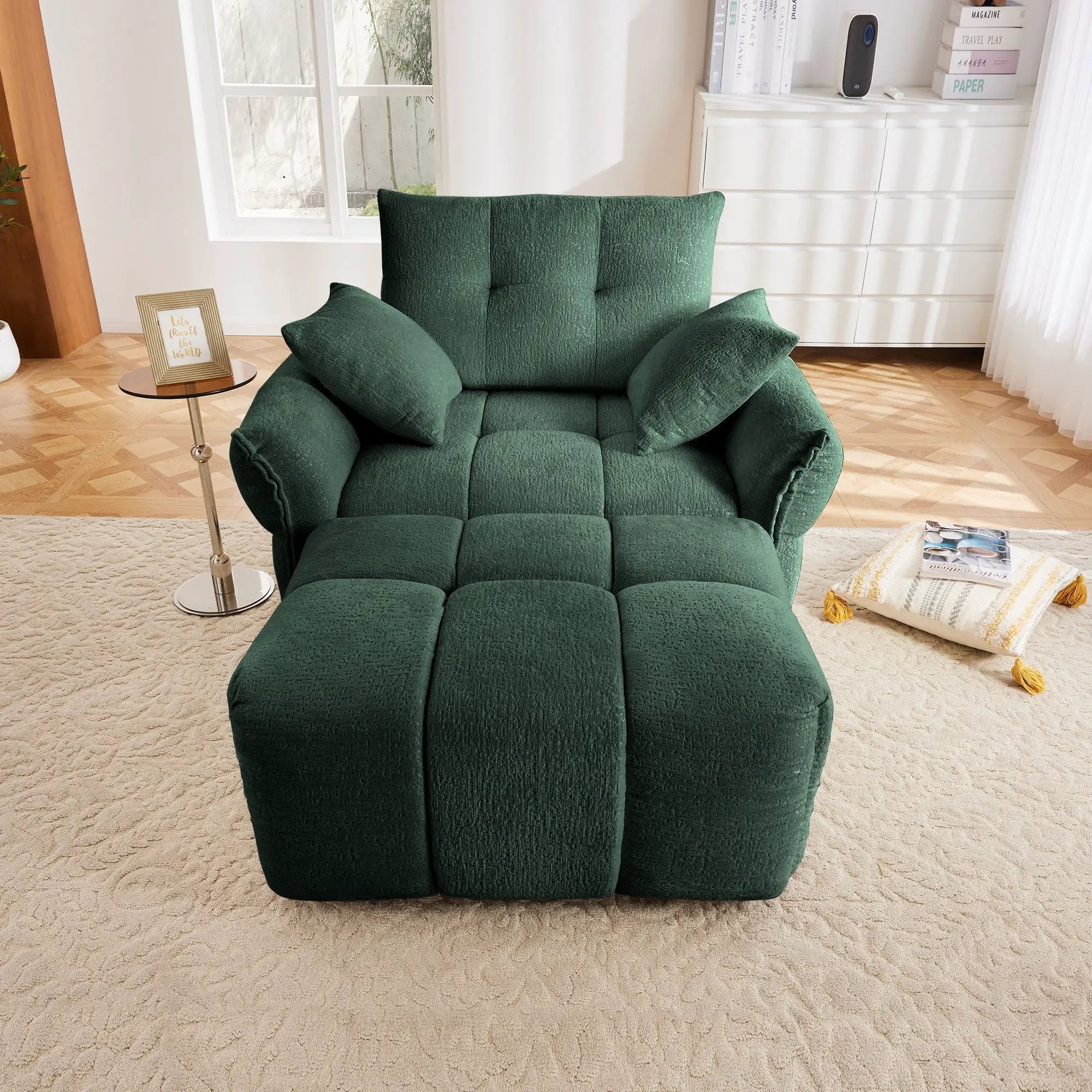 Ergonomic Single Seater Sofa With Ottoman, High Resilience Support Cushions by Unique Piece Furniture