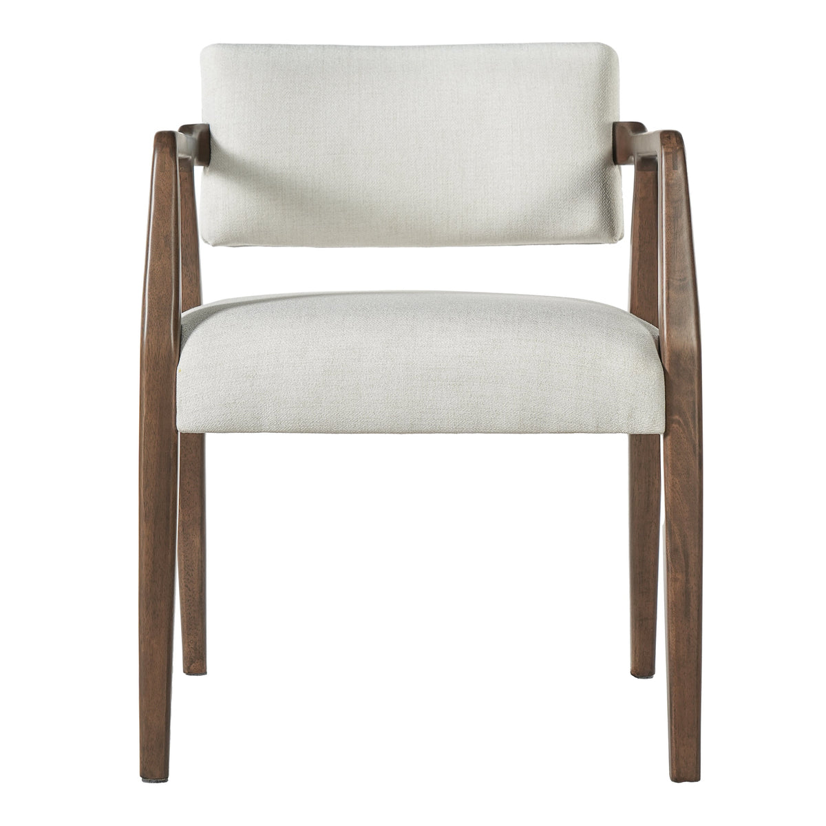 Mid-Century Rubber Wood Upholstered Dining Armchair Set of 2 - Beige, photo 6 of 10