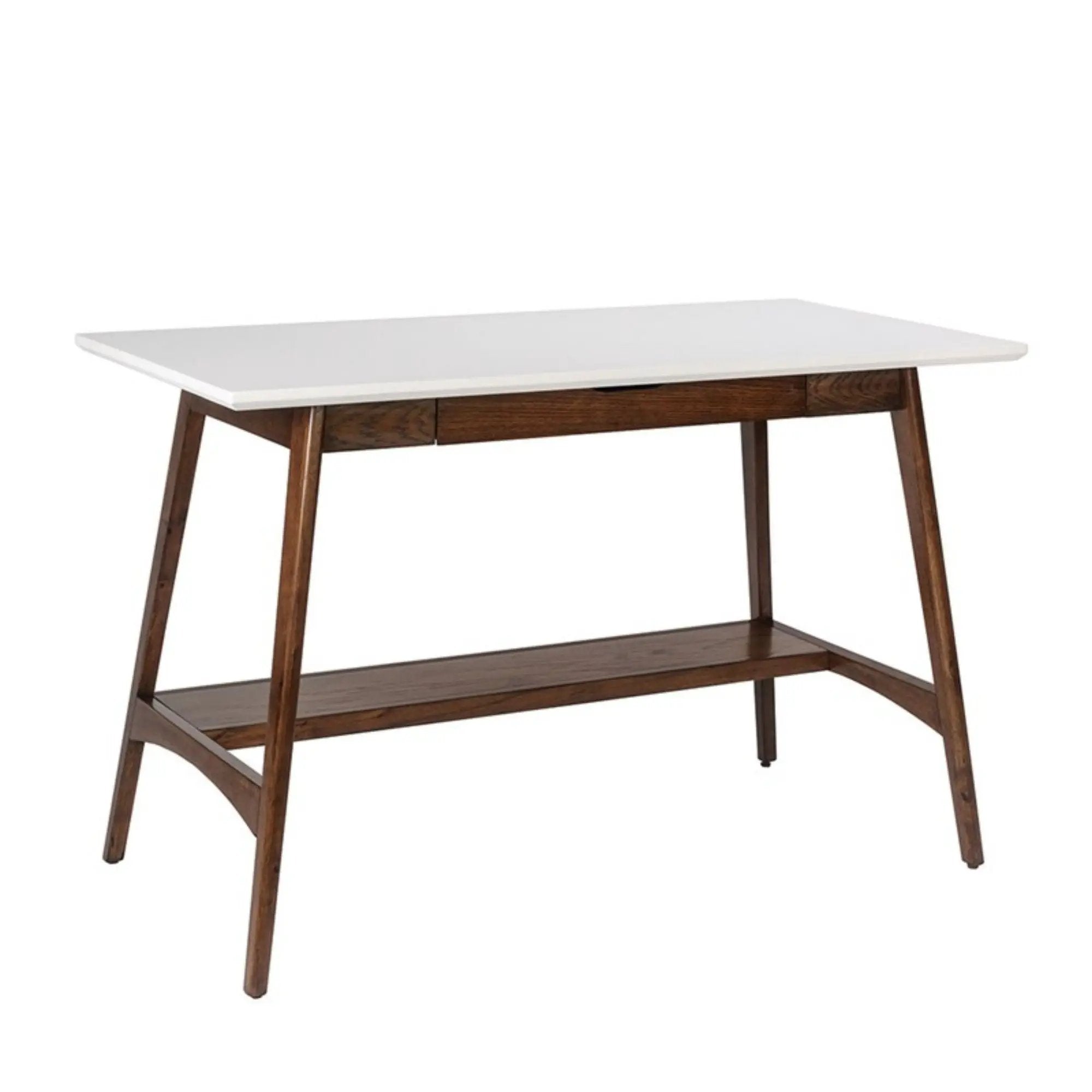Parker - Desk With Storage Shelf - Off White / Pecan by Unique Piece Furniture