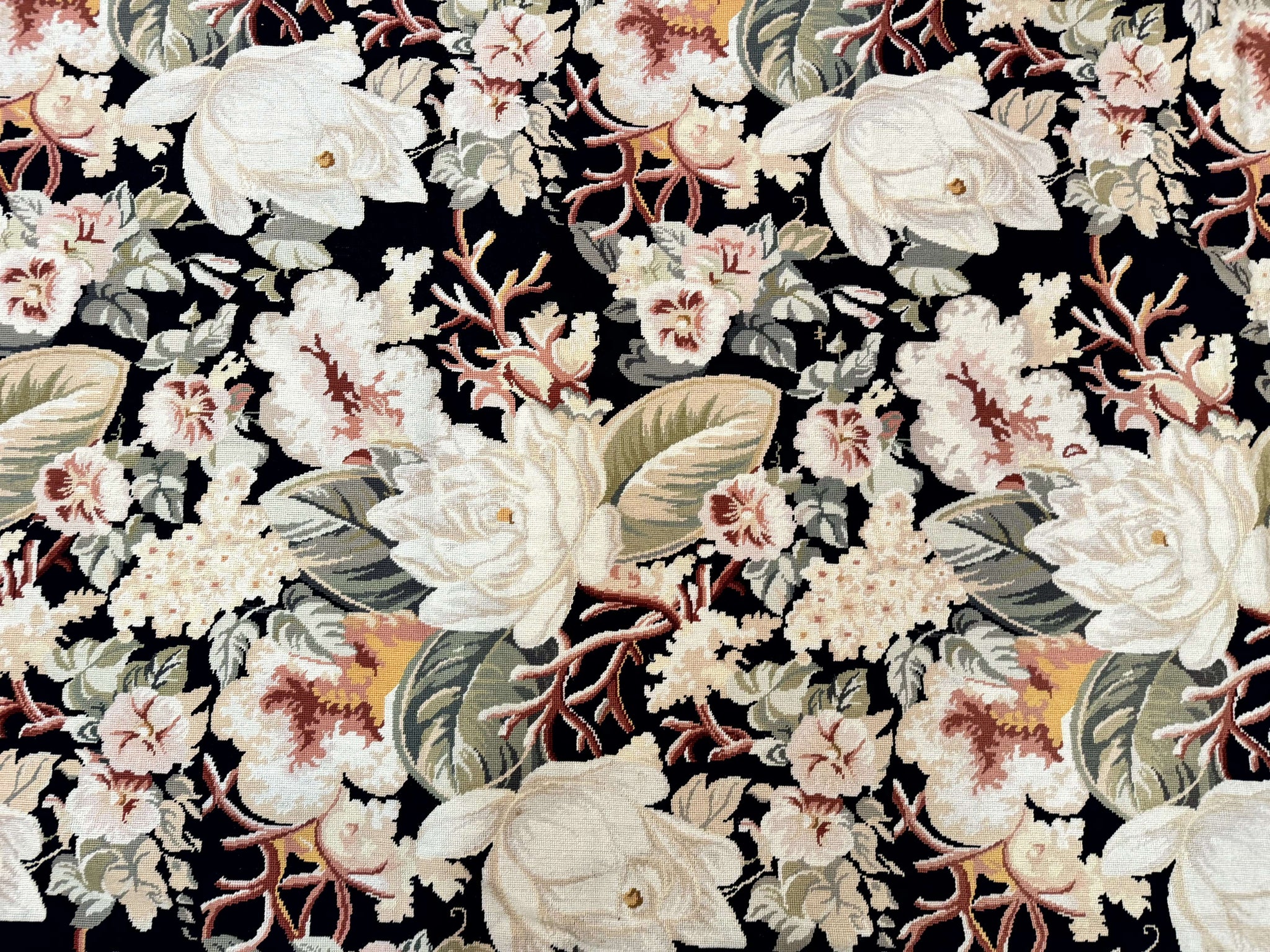 Palace Size Needlepoint Rug 13x17, Extra Large Wool Floral Handmade Carpet, European Design, Botanical by Jewel Rugs