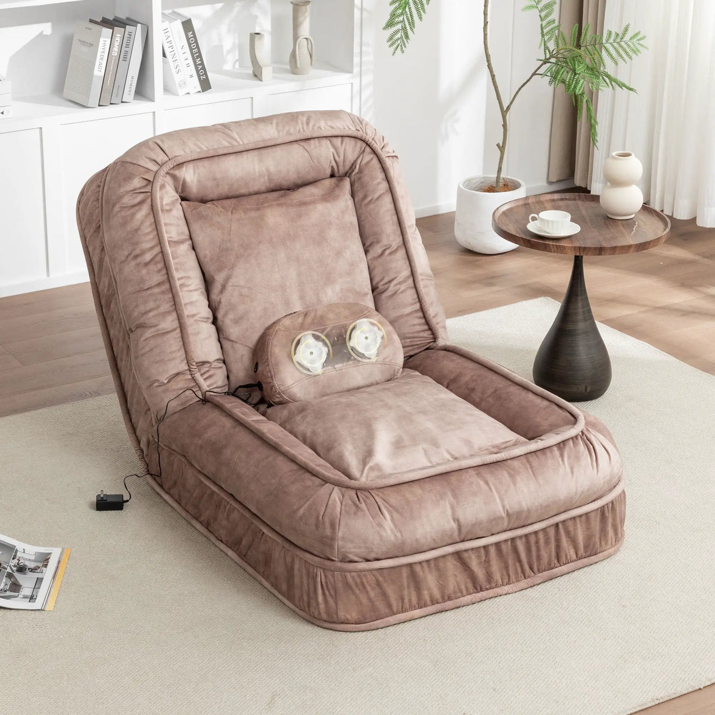 Upholstered Human Dog Bed And Pets, Bean Bag Floor Sofa With Massage Pillow, 5 Adjustable Positions & 2 Soft Pillows by HouseOfZazla