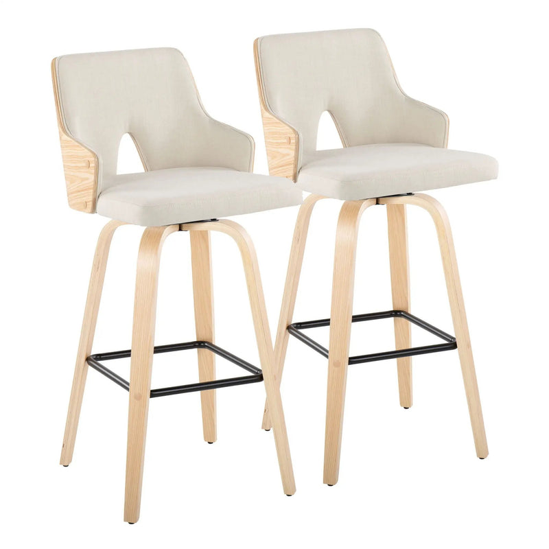 Stella - Contemporary Fixed Height Barstool With Swivel Square Footrest (Set of 2) by Unique Piece Furniture