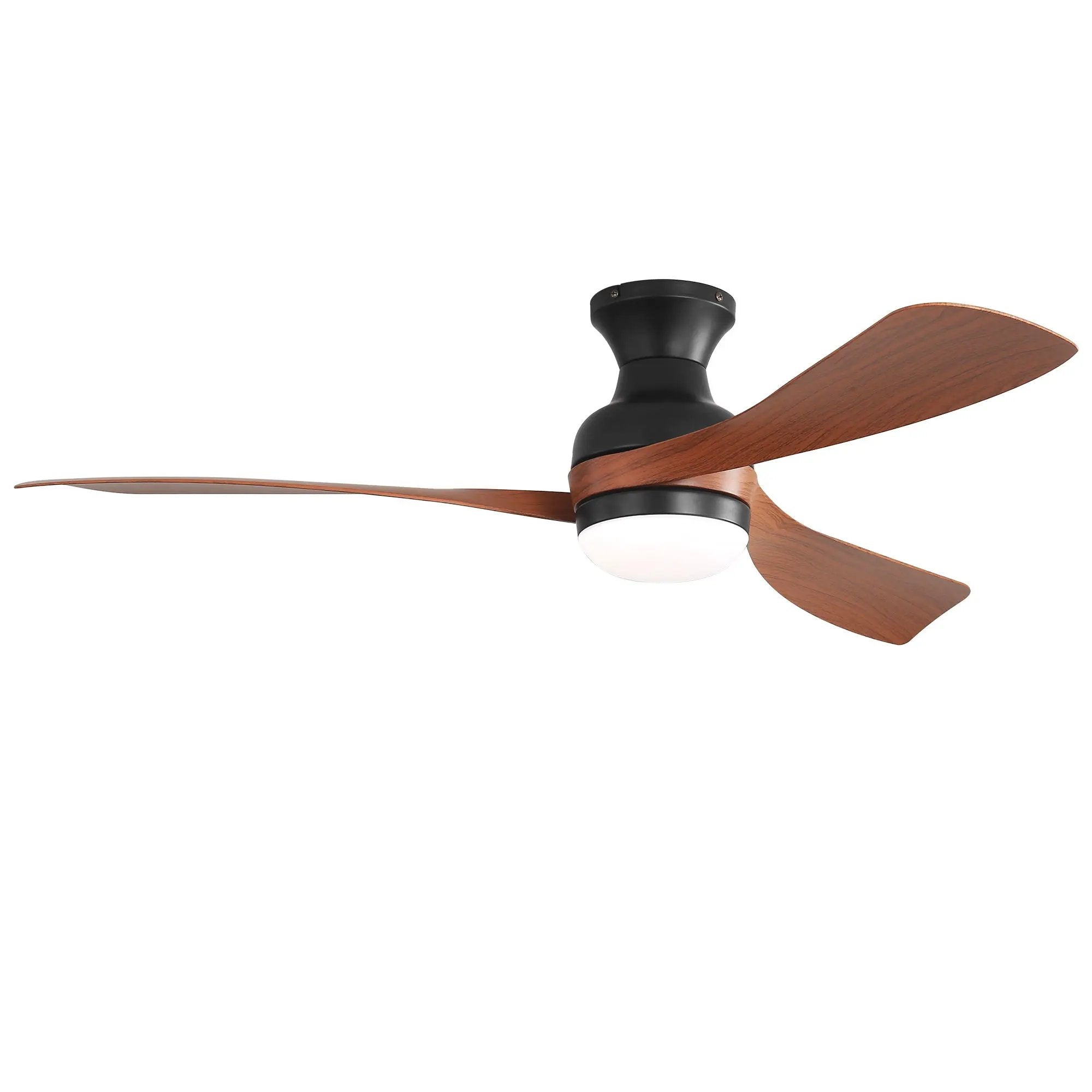 Ceiling Fan With Remote Controlled LED Light, 3 Blades, Reversible DC Motor, 6 Speeds, Dimmable, Flush Mount - Black by HouseOfZazla