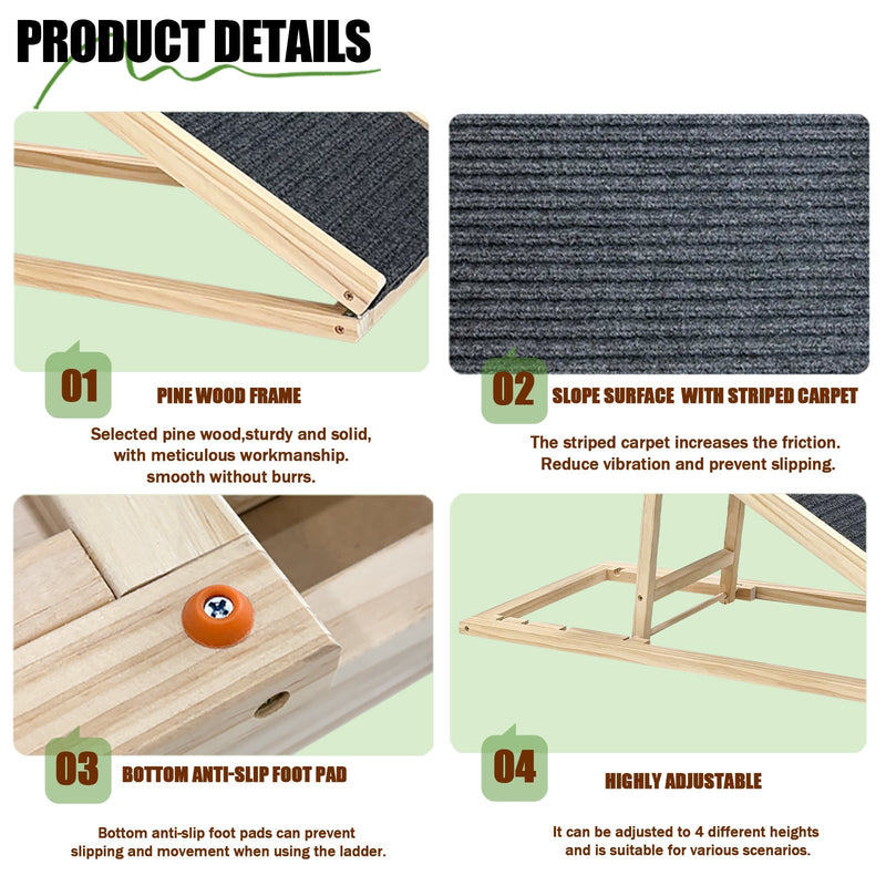 Upgraded Dog Ramp for Bed with Extra Wide Traction and Foldable Design by HouseOfZazla
