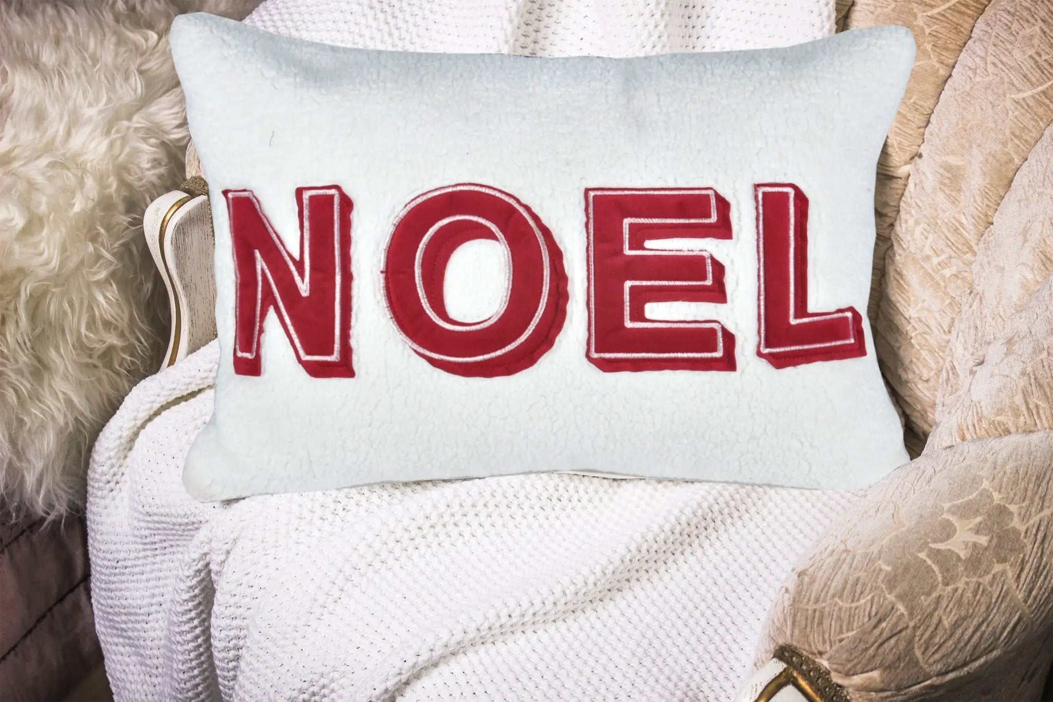 Noel Christmas Throw Pillow with Insert by HouseOfZazla