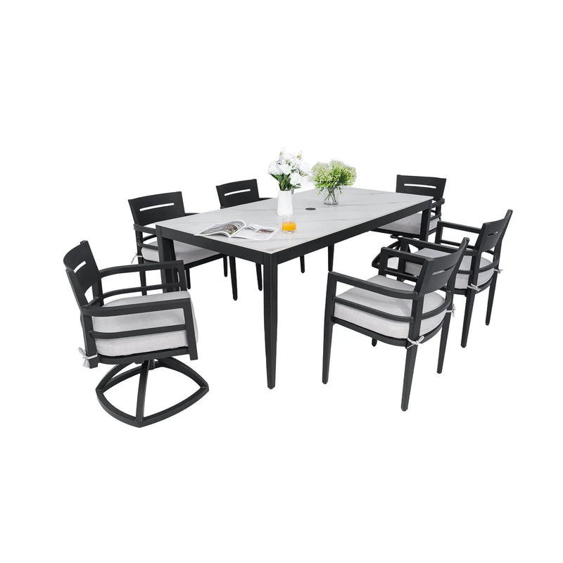 Modern Outdoor Patio Dining Set With Table And Chairs With Sunbrella Cushions by HouseOfZazla