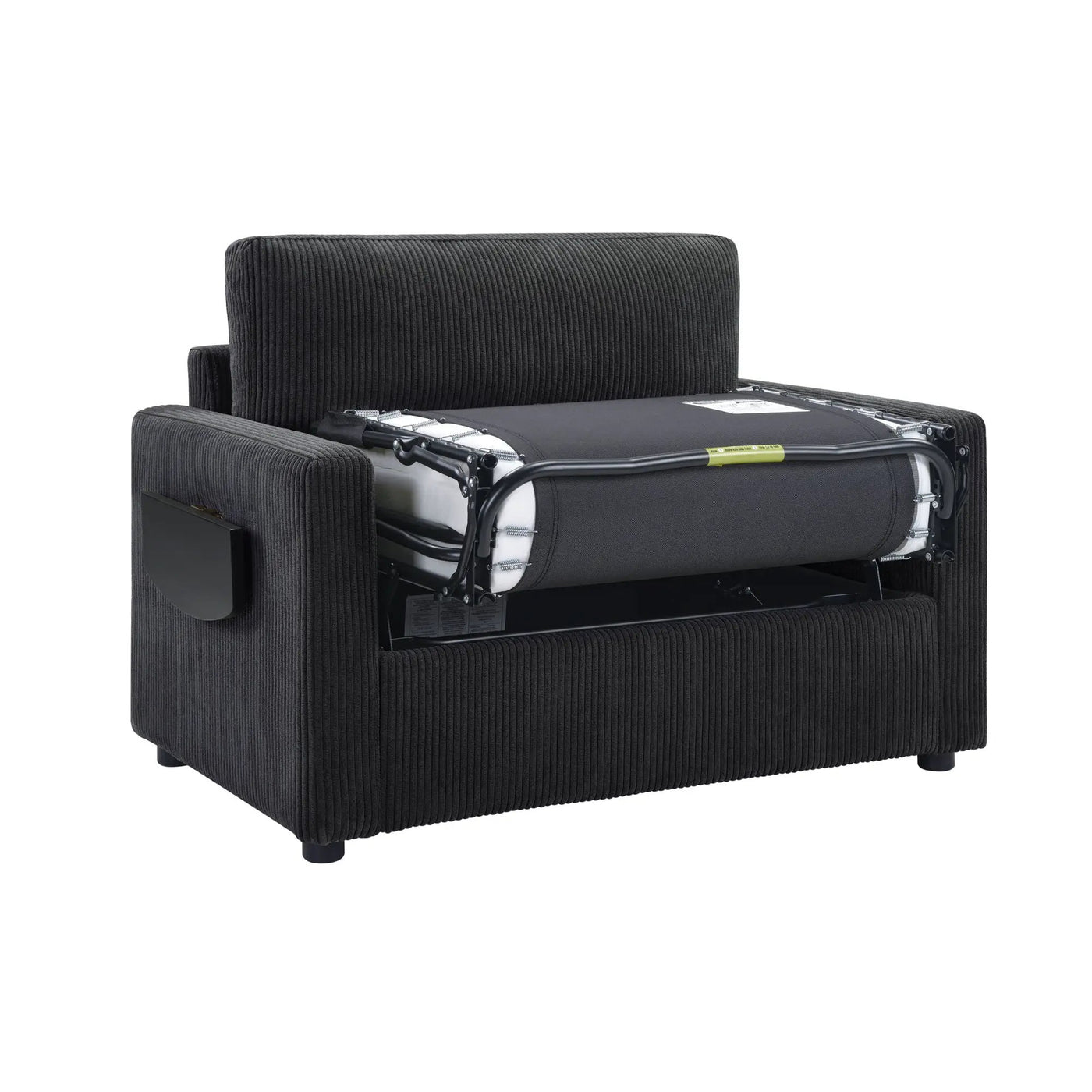 Sleeper Sofa With Foldable Mattress, USB Ports, Side Table & Storage Pocket by HouseOfZazla