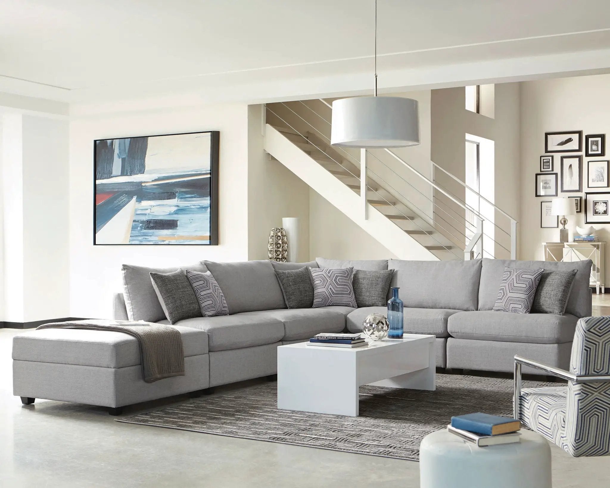 Cambria Square Upholstered Storage Ottoman Grey by Unique Piece Furniture