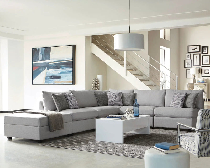 Cambria Square Upholstered Storage Ottoman Grey by Unique Piece Furniture