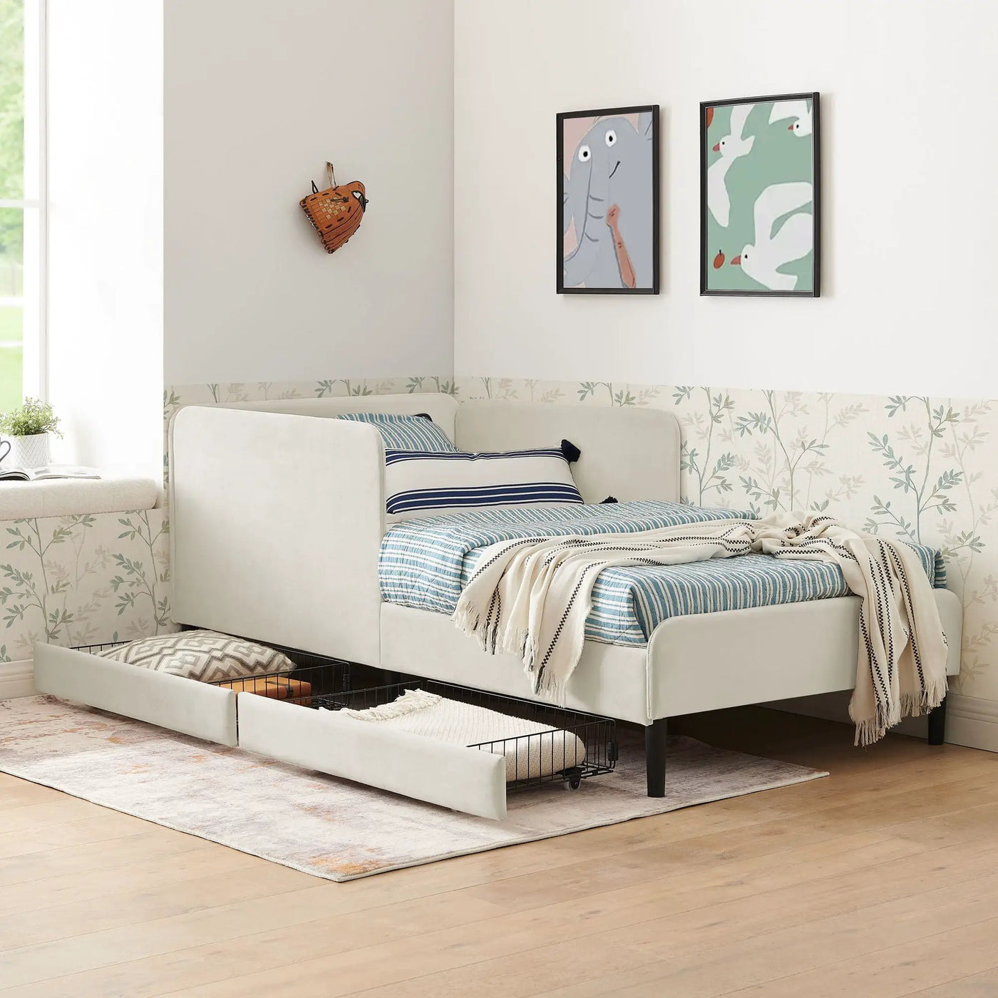Upholstered Platform Bed Frame With 2 Storage Drawers And Adjustable Sofa Bed by Unique Piece Furniture