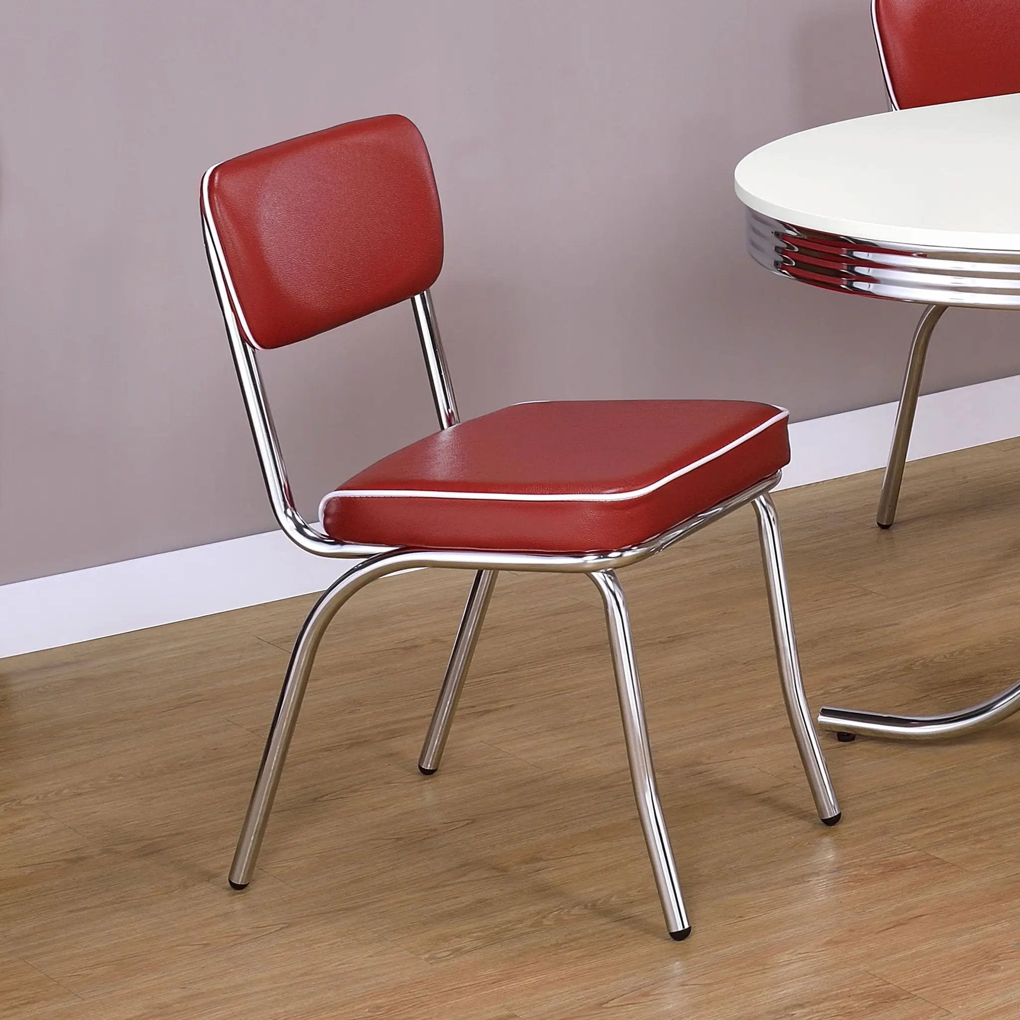Retro Upholstered Dining Side Chair Red (Set of 2) by Unique Piece Furniture