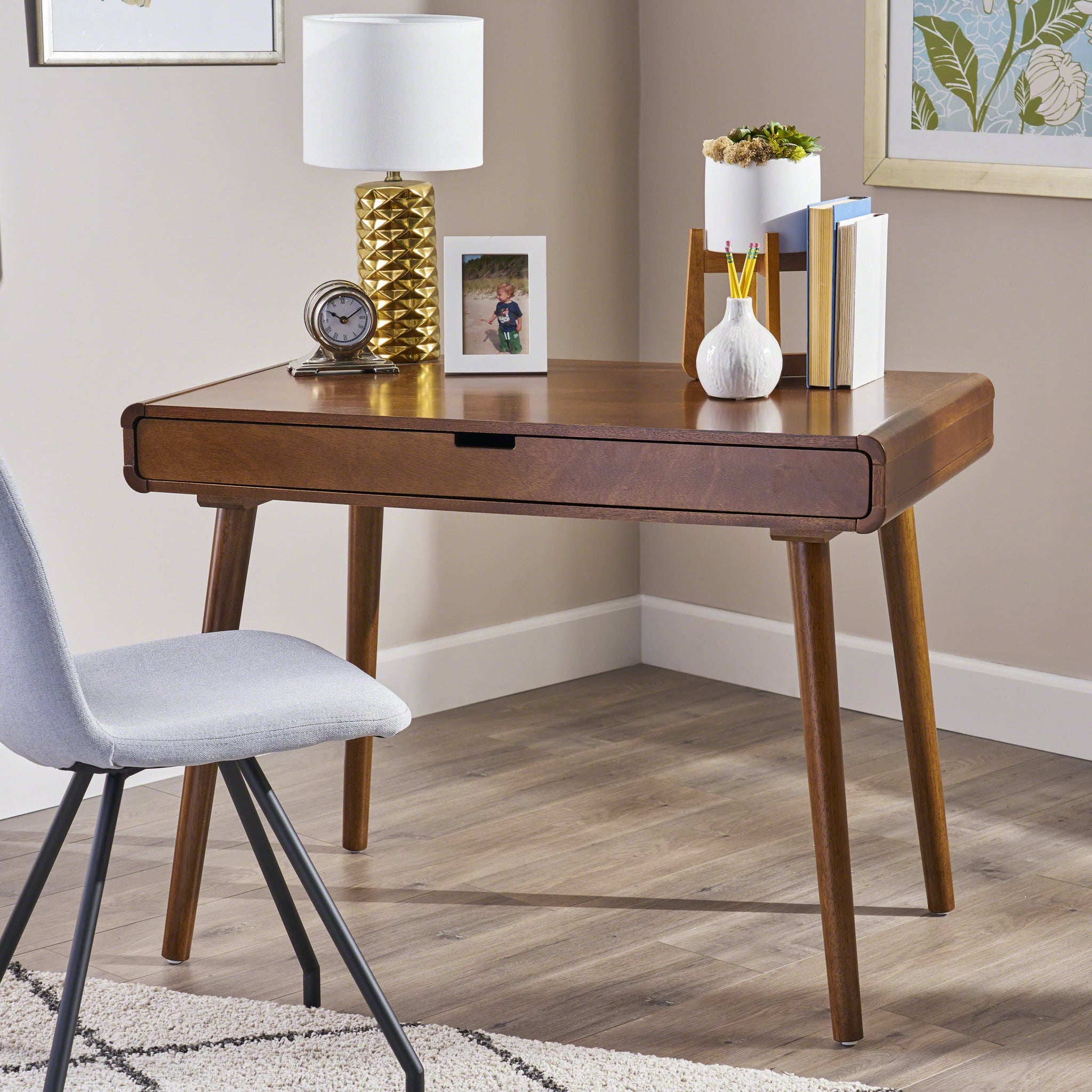 Writing Desk with Large Drawers, Computer Table for Home Office Workspace or Entryway by HouseOfZazla