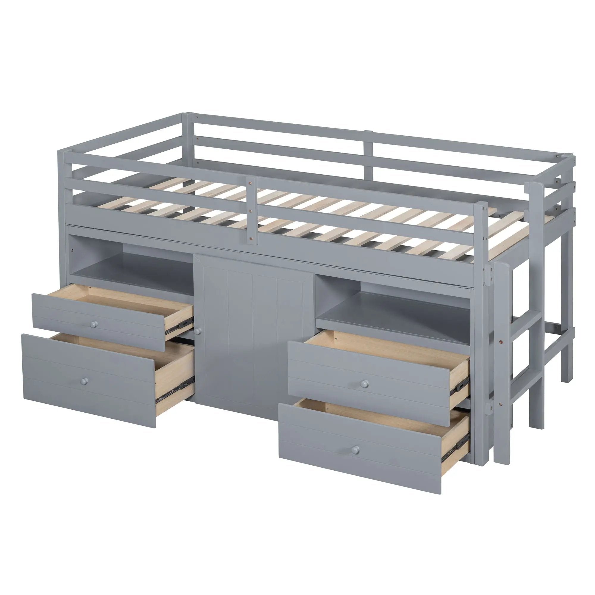 Loft Bed With 4 Drawers, Underneath Cabinet And Shelves by Unique Piece Furniture