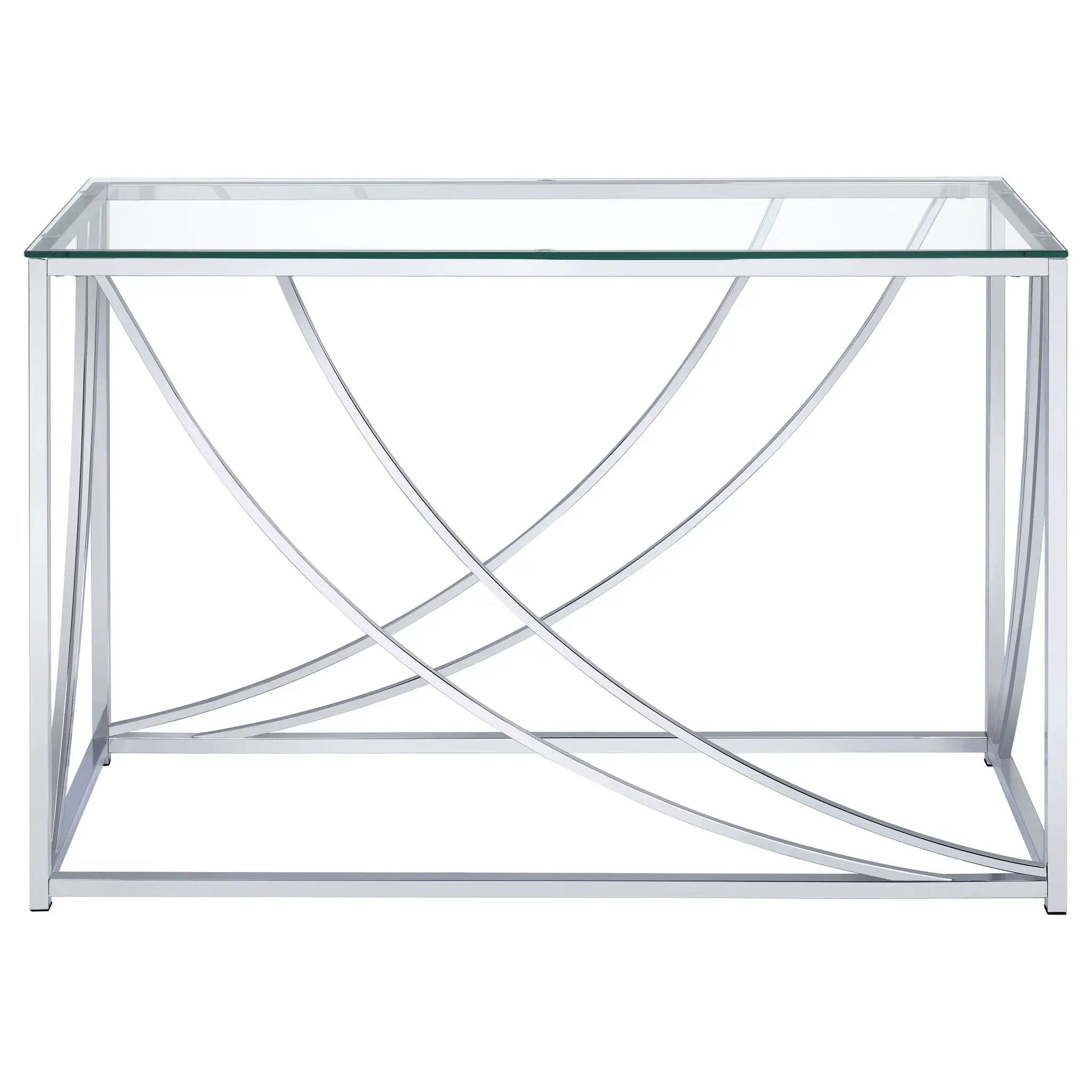 Lille Glass Top Entryway Console Table Accents Chrome by Unique Piece Furniture