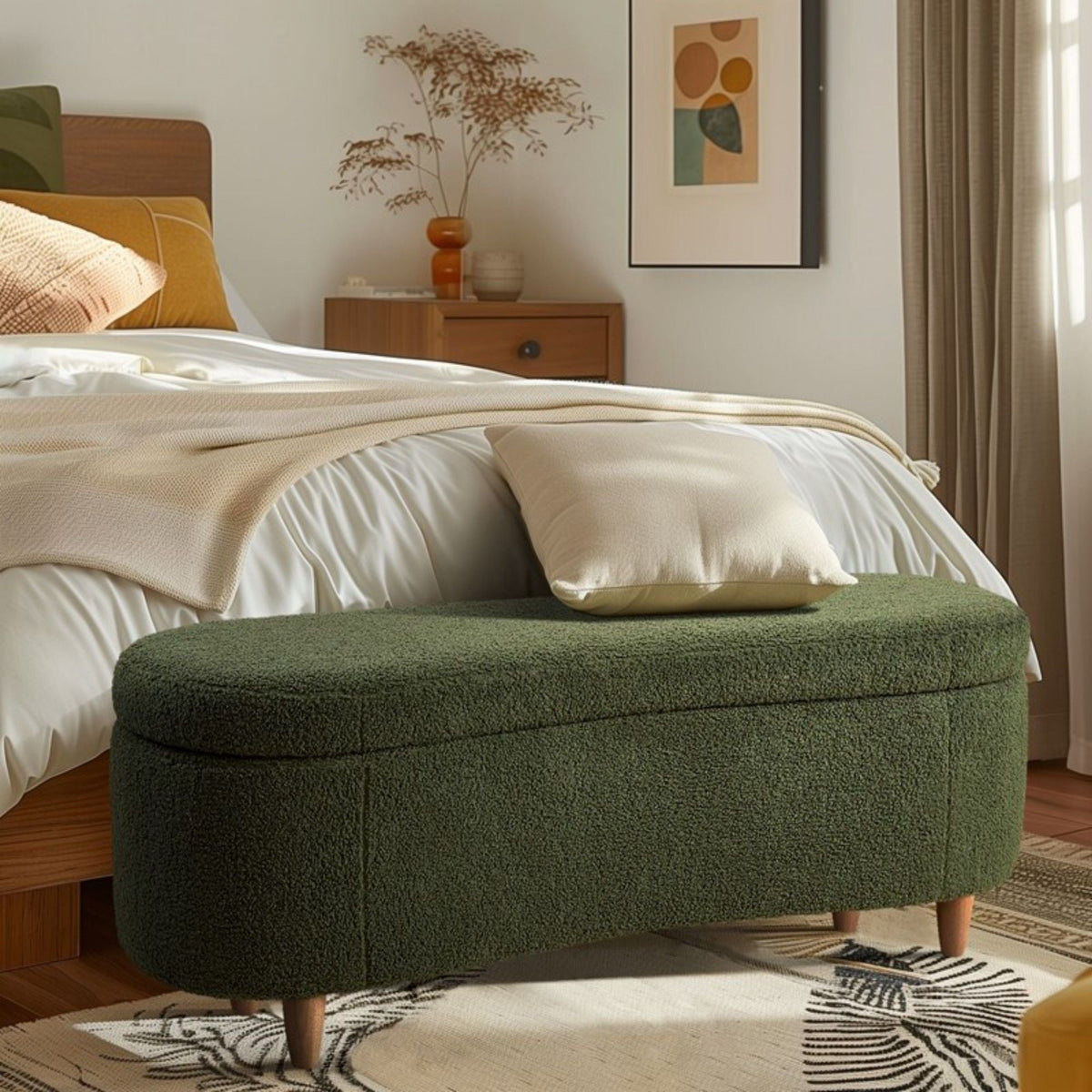 Flip Top Storage Bench with Soft Close Hinges - Light Brown, Beige, or Dark Green, photo 14 of 36