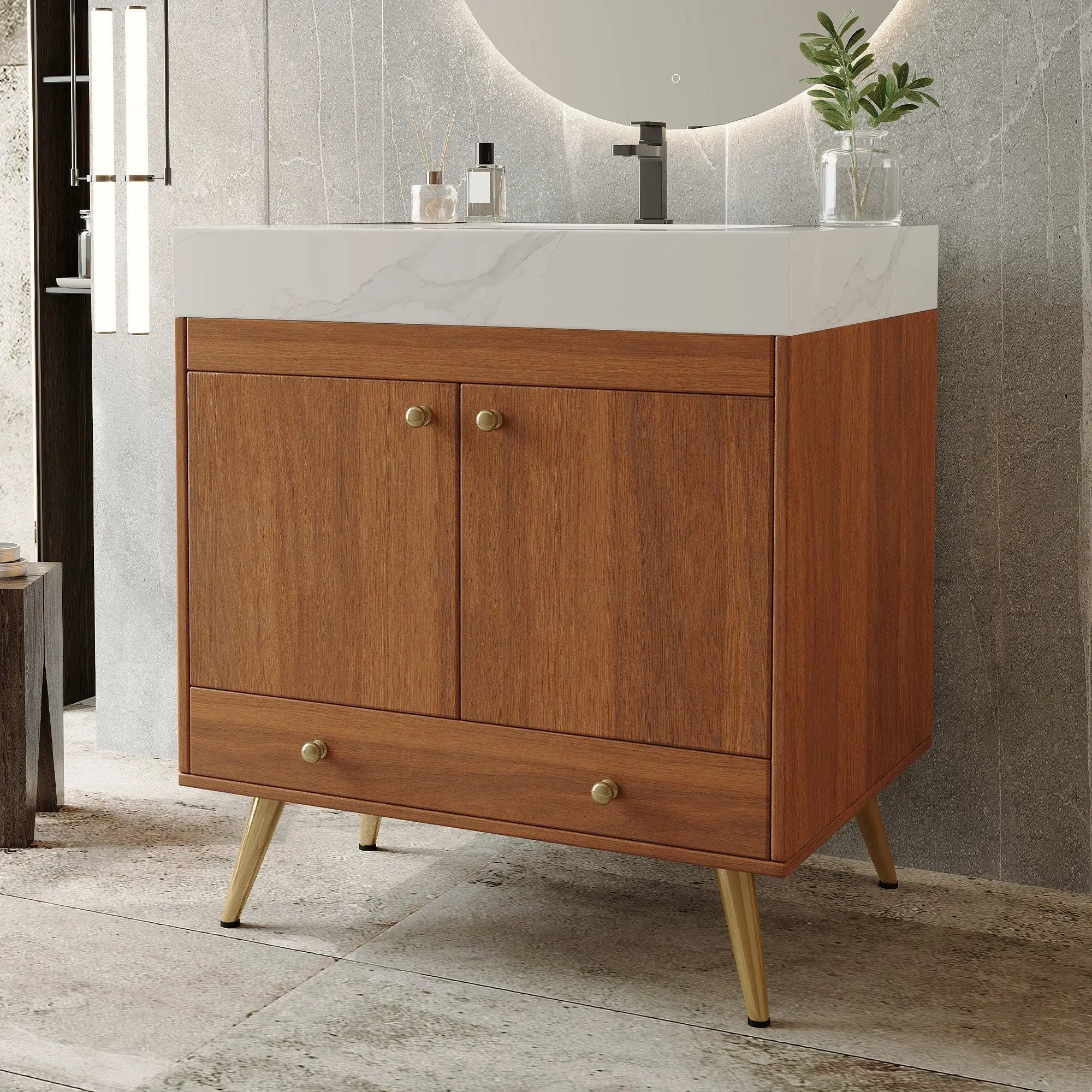 Mid-Century Free-Standing Bathroom Vanity by HouseOfZazla