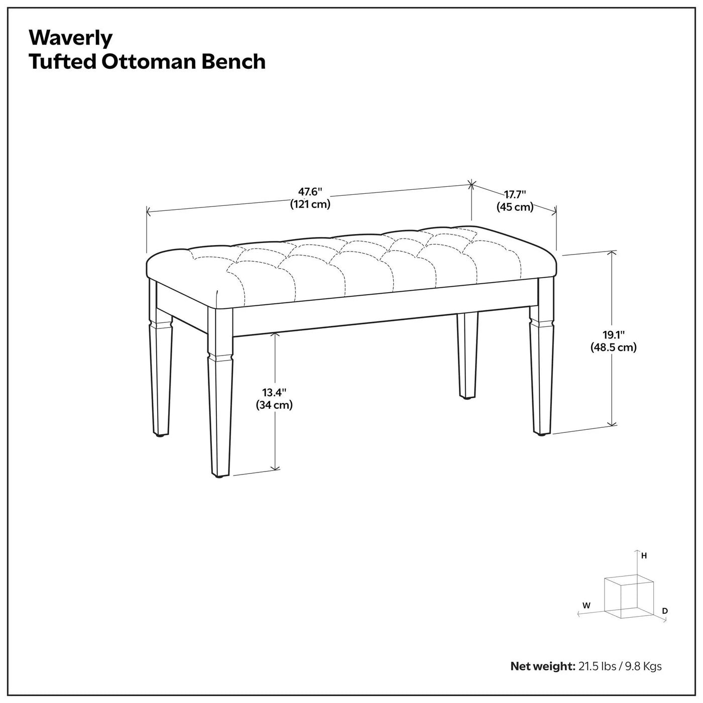 Waverly - Upholstered Tufted Ottoman Bench by HouseOfZazla