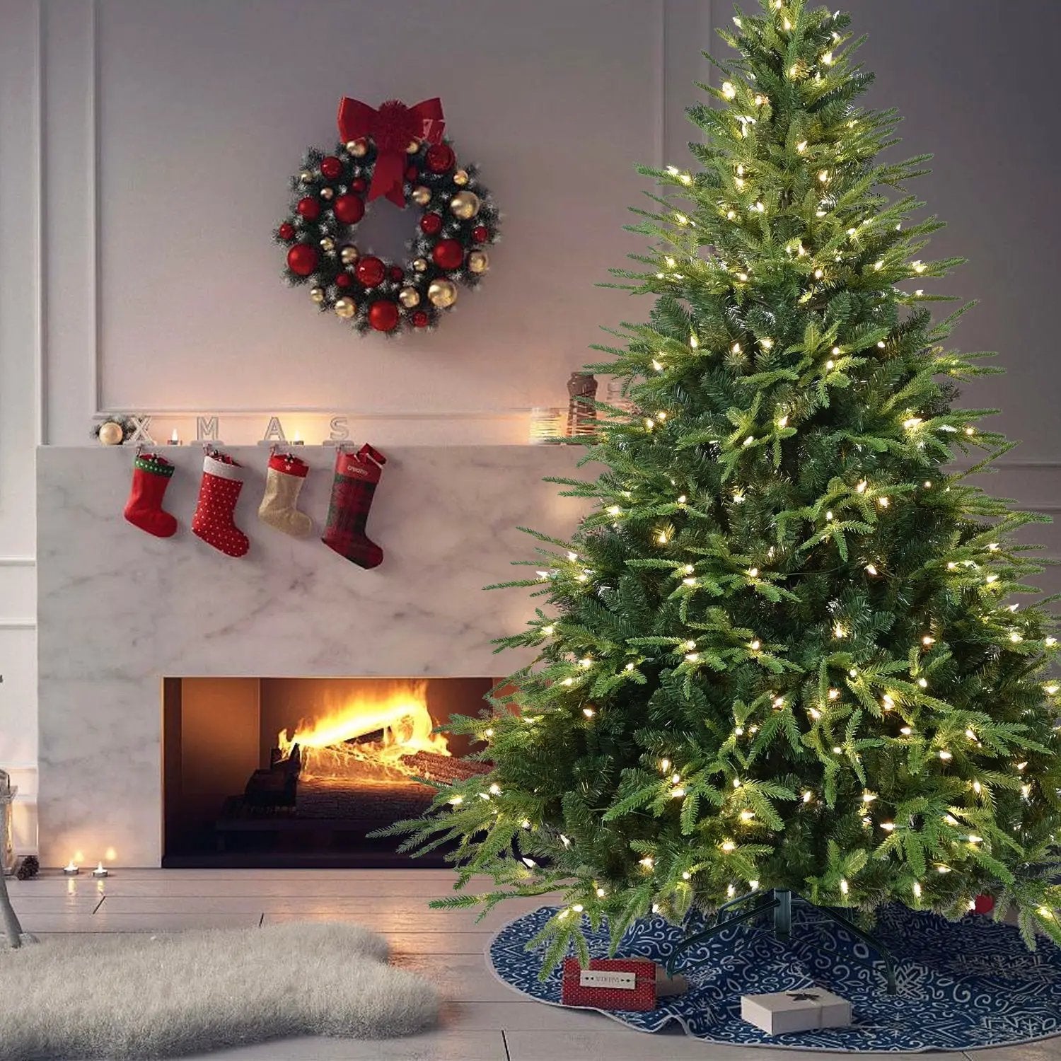 4ft Pre-Lit Artificial Christmas Tree with 150 Warm Lights by HouseOfZazla