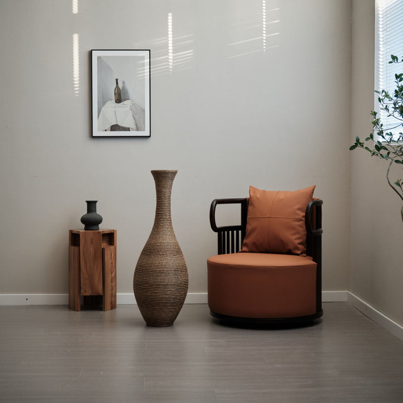 Tall Artificial Rattan Floor Vase with Artistic Design - Beige / Gray, photo 9 of 23