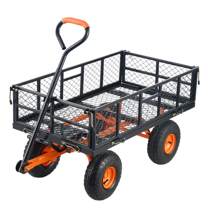 Metal Garden Dump Cart with Easy-Assemble Frame and Convertible Handle by HouseOfZazla