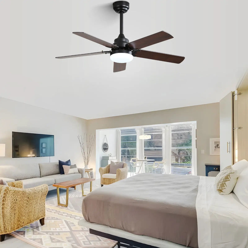 Modern Ceiling Fan With 3 Color Dimmable Light 5 Blades Remote Control Reversible Dc Motor For Bedroom - Black by HouseOfZazla