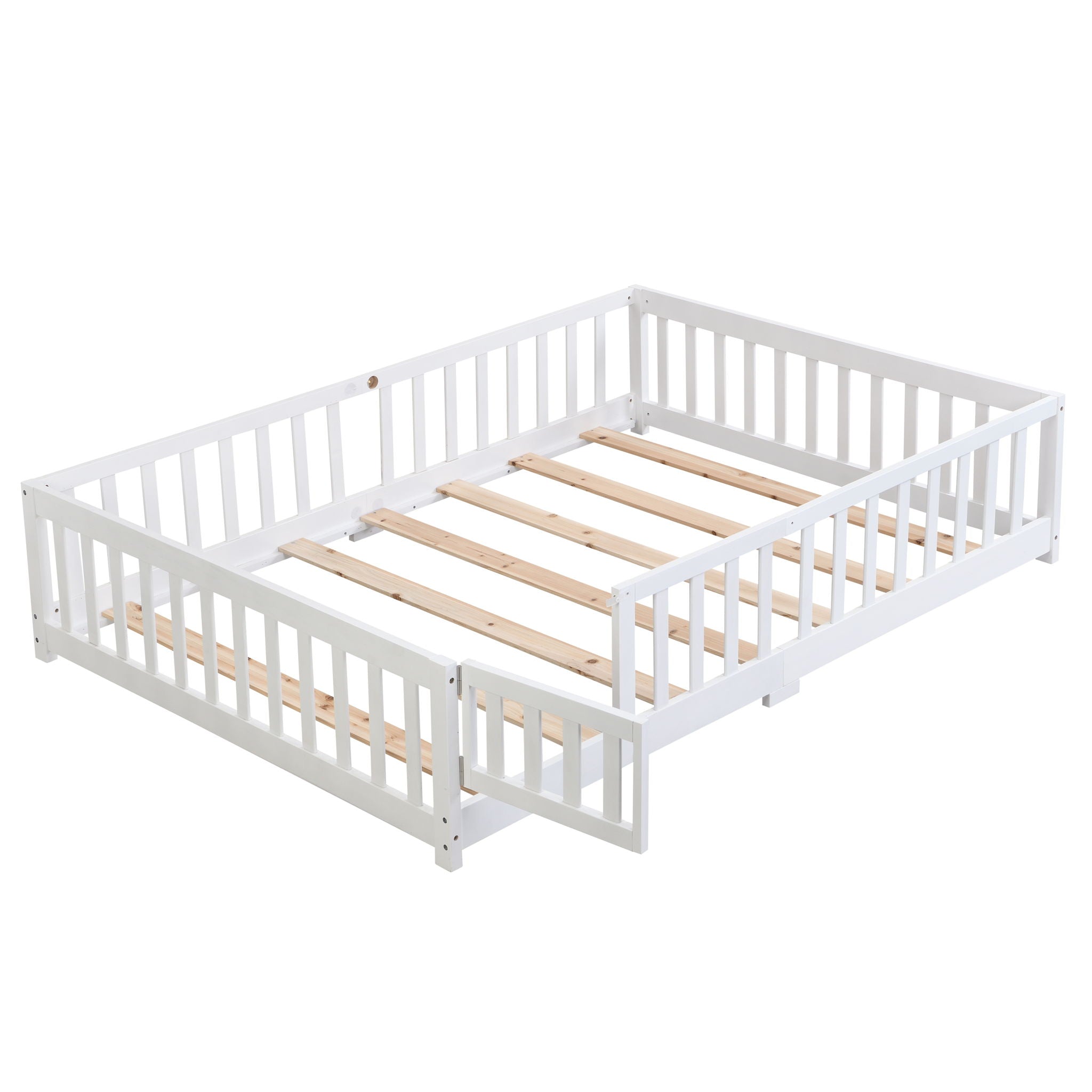 Solid Wood Floor Bed With Door And Fence For Children by HouseOfZazla