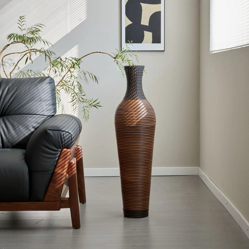 Tall Standing Designer Floor Vases With Elegant 2 Tone Finishes Ideal For Decorating Living Rooms, Bedrooms, Entryways Perfect For Decorating Your Home - Black / Gray by HouseOfZazla