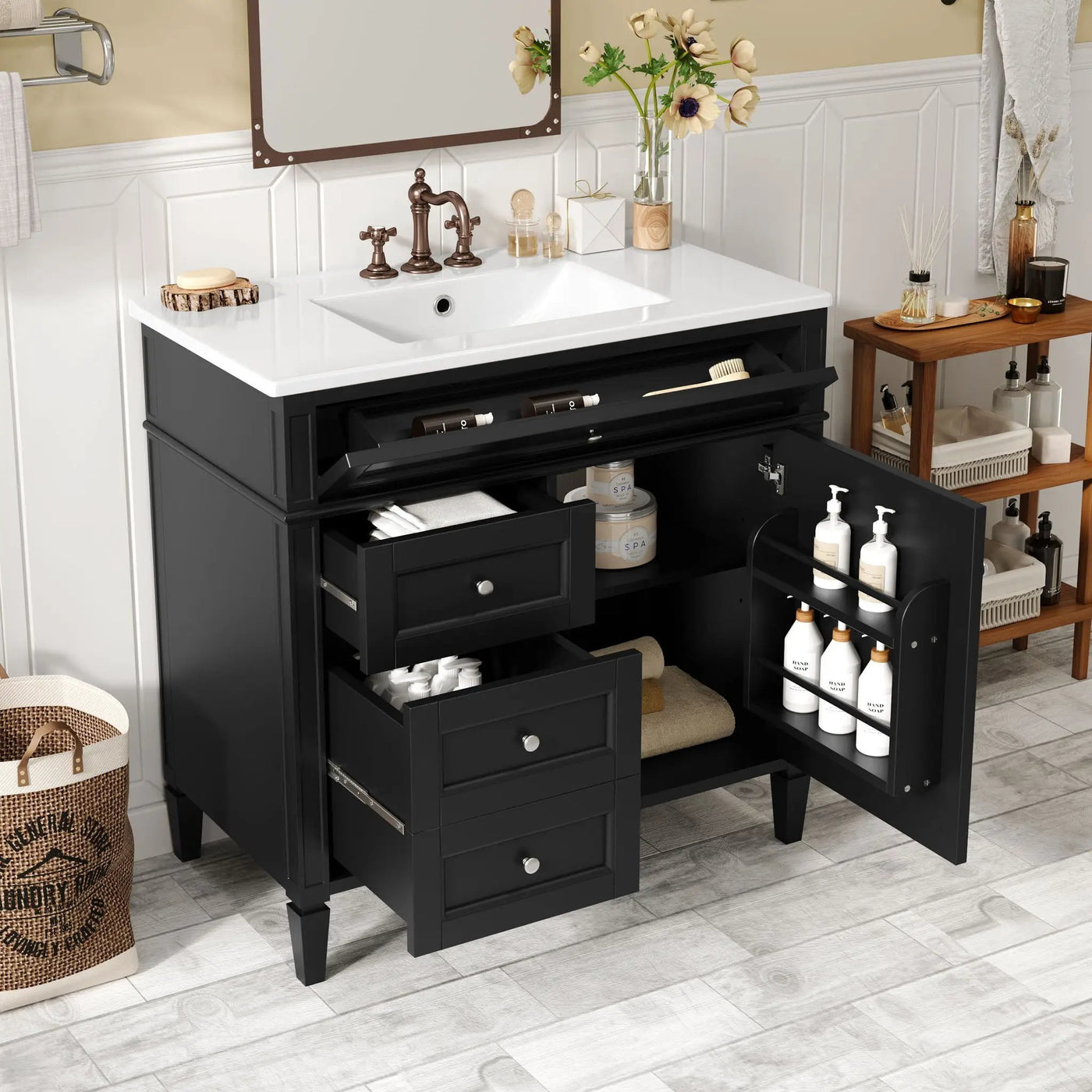 Bathroom Vanity With Top Sink, 2 Drawers And Tip Out Drawer by HouseOfZazla