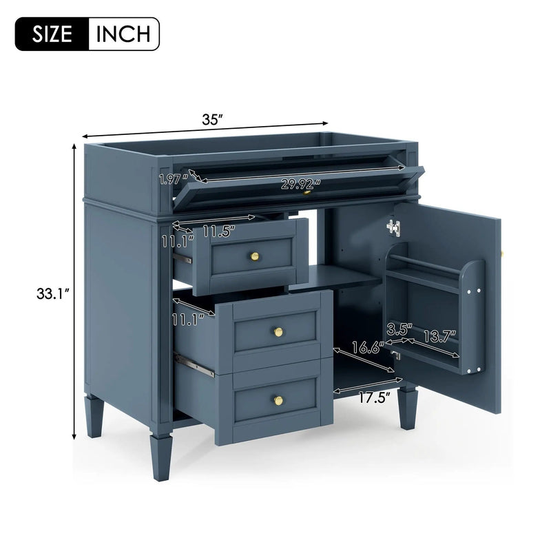 Bathroom Vanity With 2 Drawers And Tip-Out Drawer, Storage Cabinet