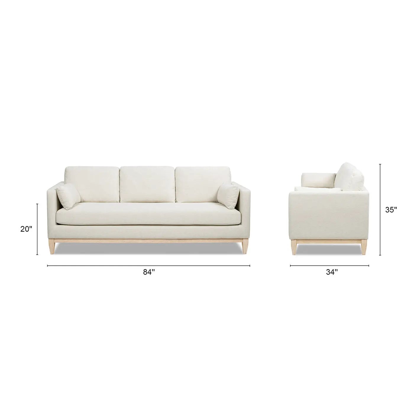 Knox 84' Modern Farmhouse Sofa, Flax White Linen by HouseOfZazla