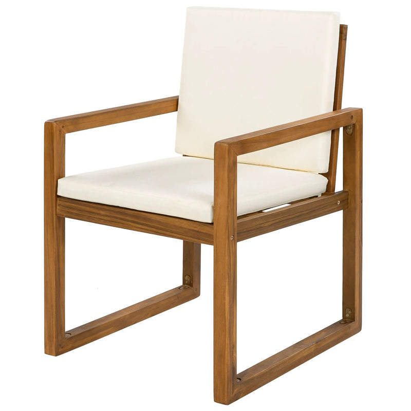 5 Piece Outdoor Patio Dining Set With 4 Armchairs And Table - Beige by HouseOfZazla