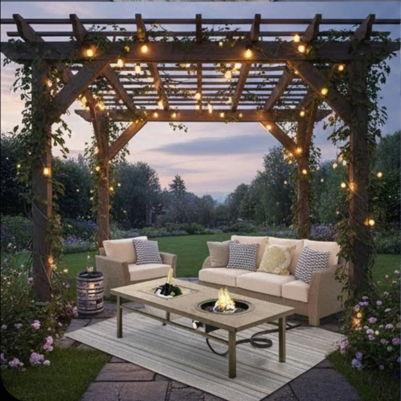 3 In 1 Outdoor Propane Fire Pit Table 50, 000 BTU With Ice Bucket - Beige by HouseOfZazla