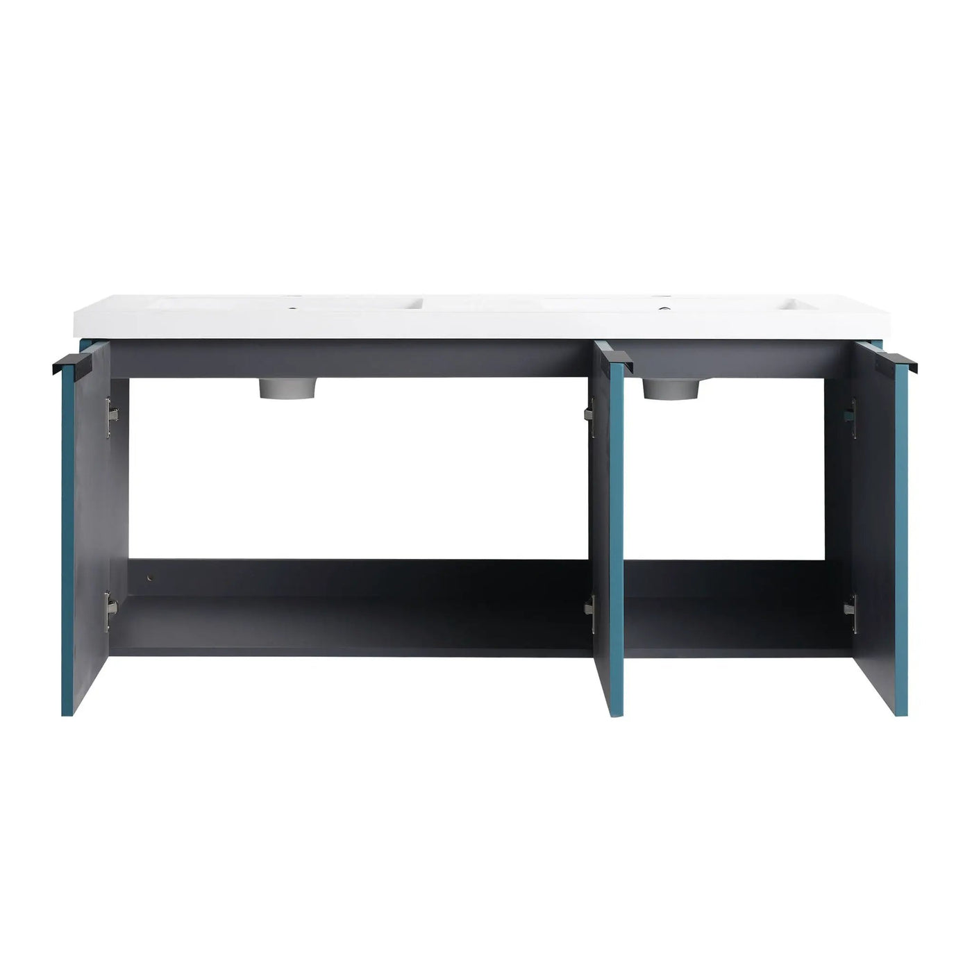 Contemporary Wall Mounted Bathroom Vanity With Resin Double Sink by HouseOfZazla