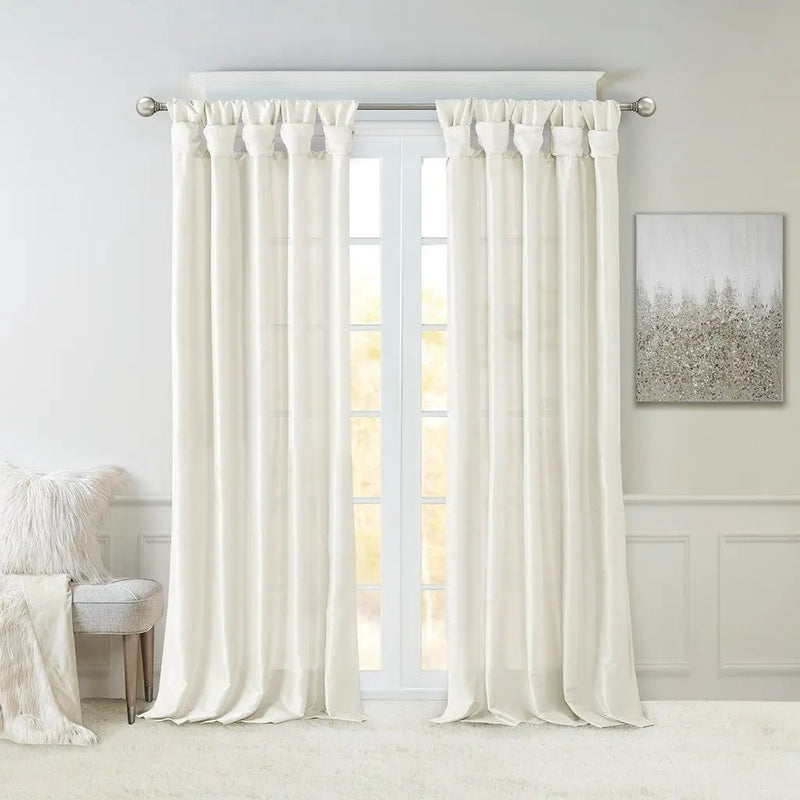 Twist Tab Lined Window Curtain Panel White 50x95 by HouseOfZazla