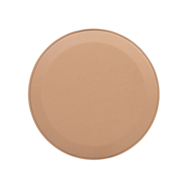 Leatherette C-Shaped Sofa Side Table with Round Top - Saddle Brown, photo 6 of 10