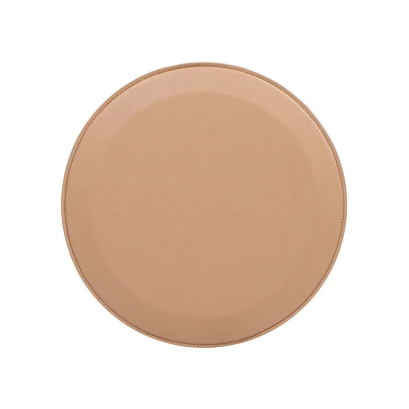 Mode - Leatherette Round C-Shaped Sofa Side Table - Saddle Brown by Unique Piece Furniture