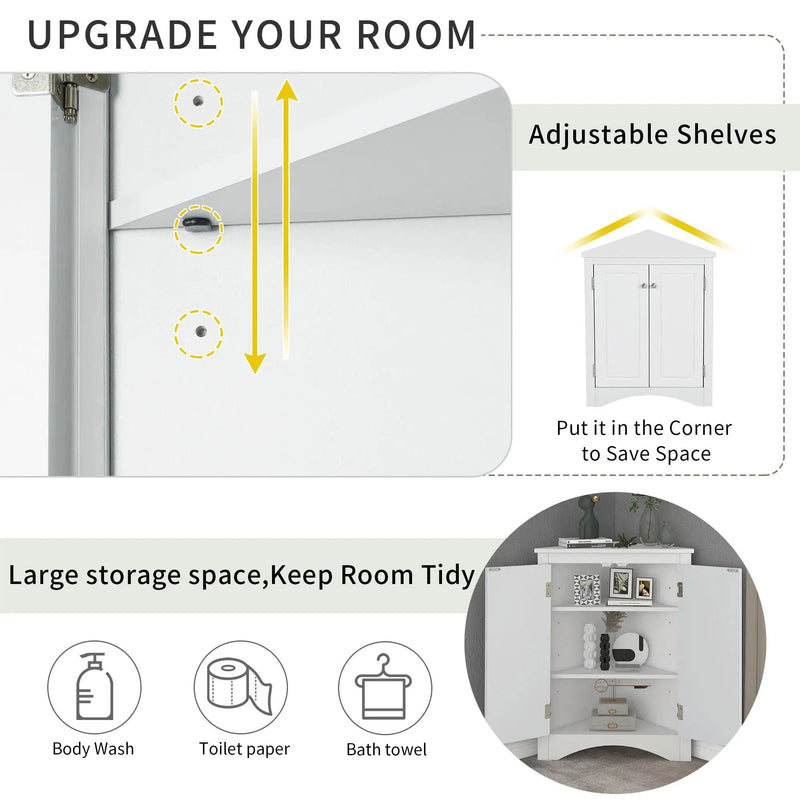 Triangle Bathroom Storage Cabinet With Adjustable Shelves, Freestanding Floor Cabinet For Home Kitchen by HouseOfZazla