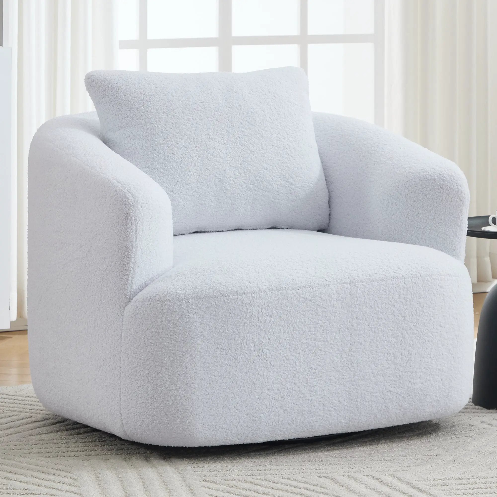360° Swivel Round Upholstered Comfy Chair by HouseOfZazla