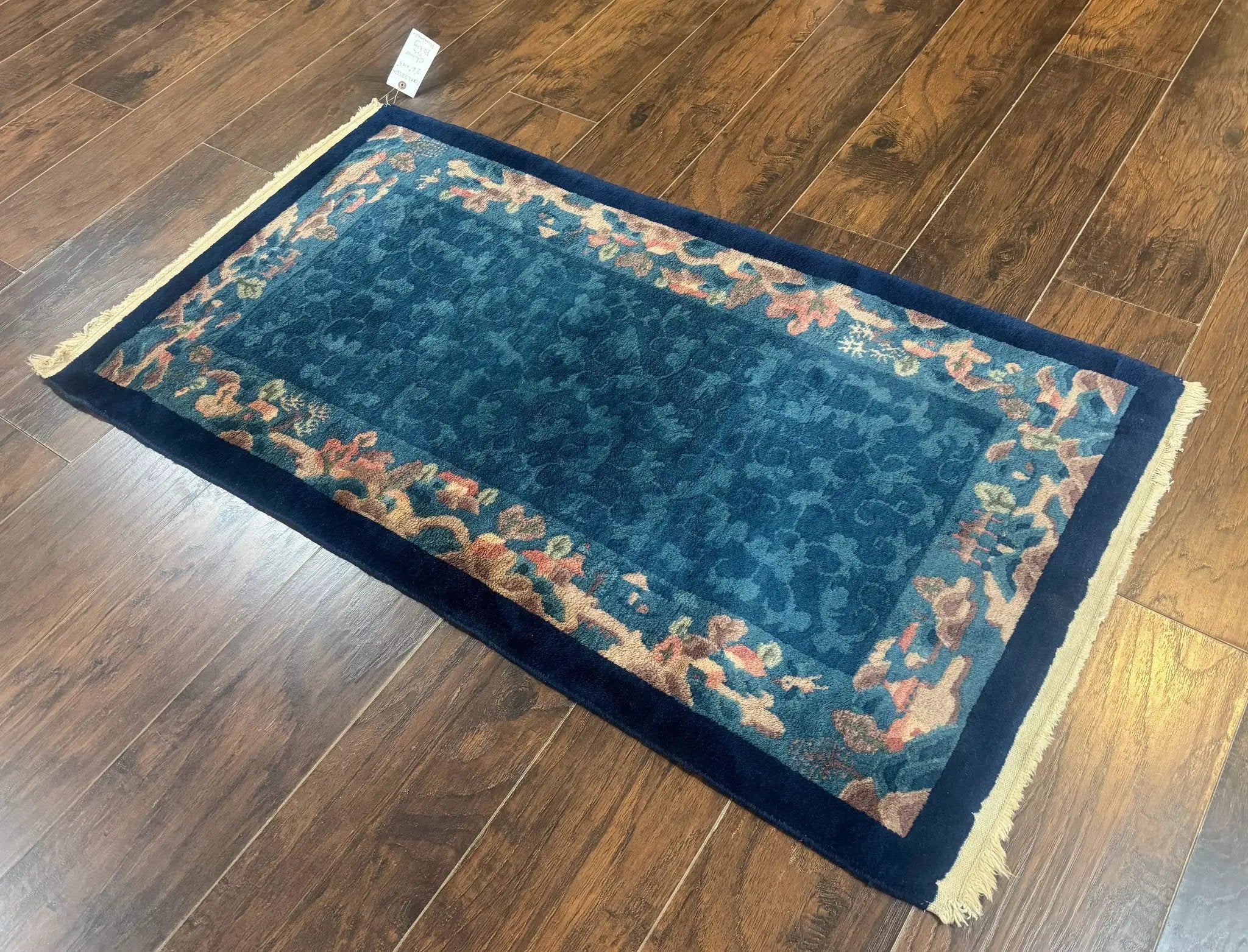 Blue Chinese Wool Rug 2.5 x 4, Peking Rug, Fete Rug, Semi Antique Chinese Carpet by Jewel Rugs