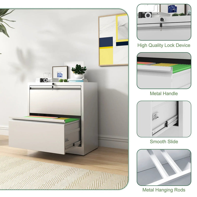 Premium Drawer Metal Lateral File Cabinet With Lock by Unique Piece Furniture
