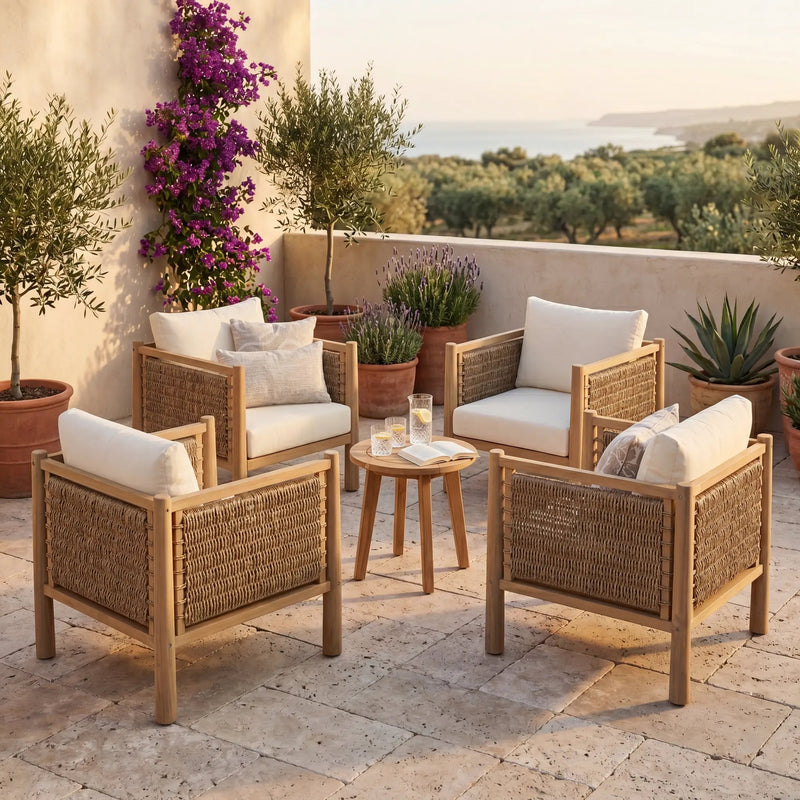 Set of 4 Outdoor Acacia Wood Patio Chairs by HouseOfZazla