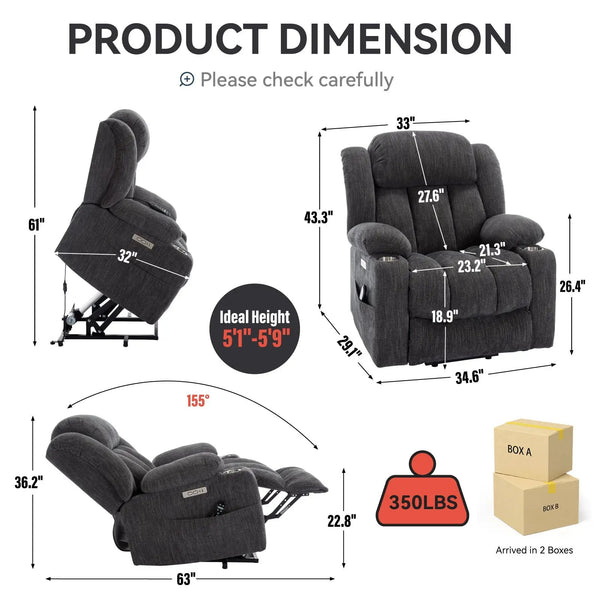Chenille Power Lift Recliner Chair, photo 2 of 10