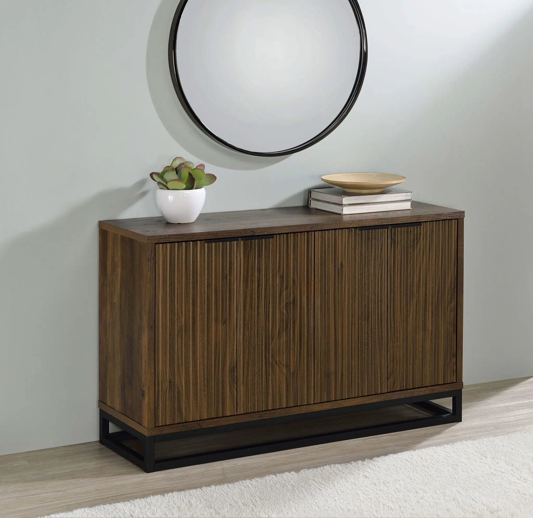 Ryatt 4-door Engineered Wood Accent Cabinet Dark Pine by Unique Piece Furniture