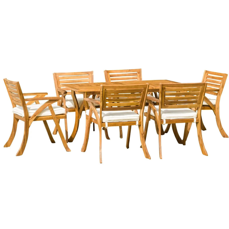 Outdoor Hermosa 7 Piece Wood Dining Set with Cushions by HouseOfZazla