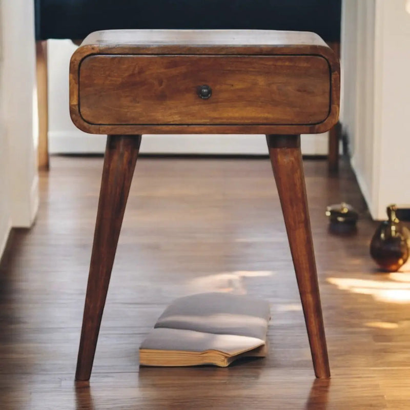 Avora Chestnut Nightstand with 1-Drawer, Nordic Legs by HouseOfZazla