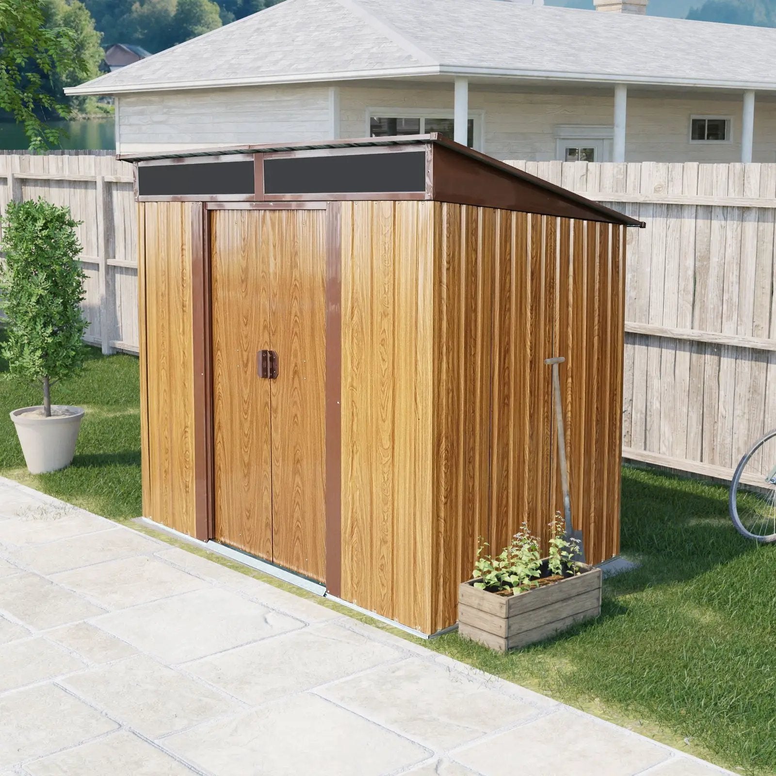 Outdoor Metal Storage Shed And Transparent Plate For Garden, Lawn by HouseOfZazla