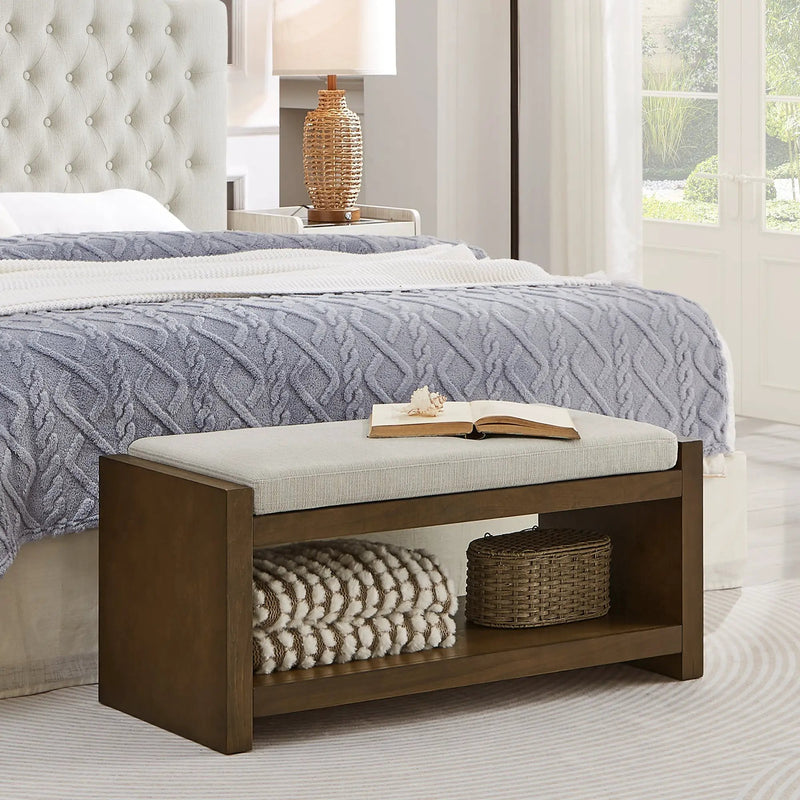 40" Accent Bench with Lower Shelf Shoe Rack by HouseOfZazla