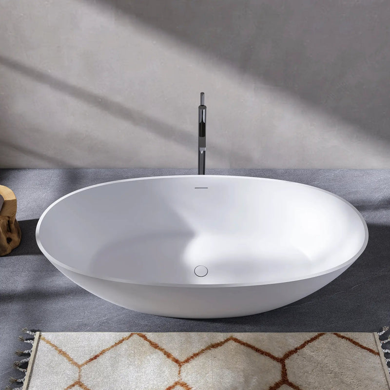 70.87 Inch Freestanding Solid Surface Soaking Bathtub by HouseOfZazla