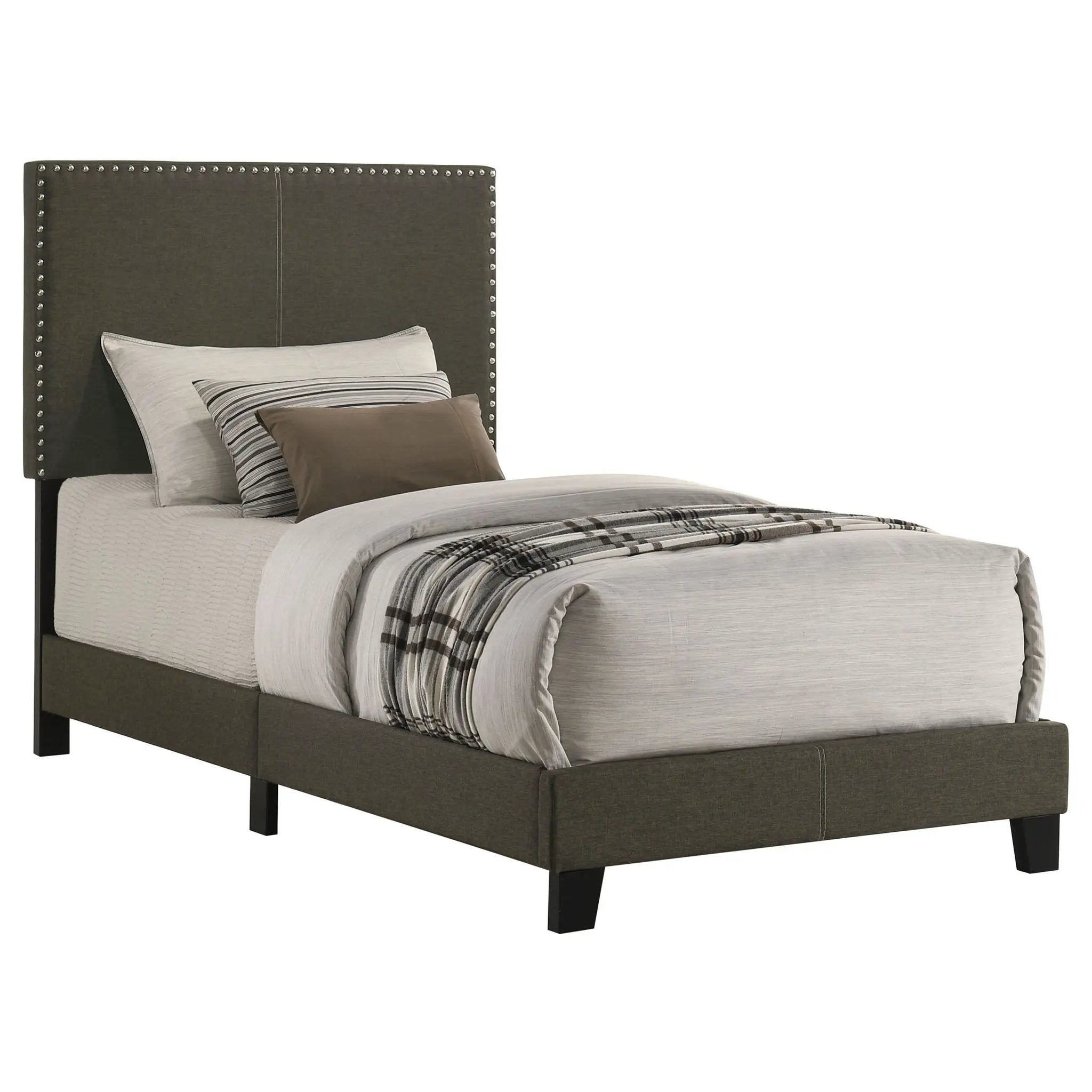 Boyd Upholstered Twin Panel Bed Charcoal by Unique Piece Furniture